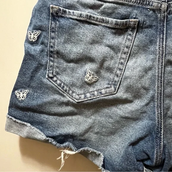 Hollister Women's Blue Denim Shorts with White Embroidered Butterflies, Waist 27 - Picture 7 of 11